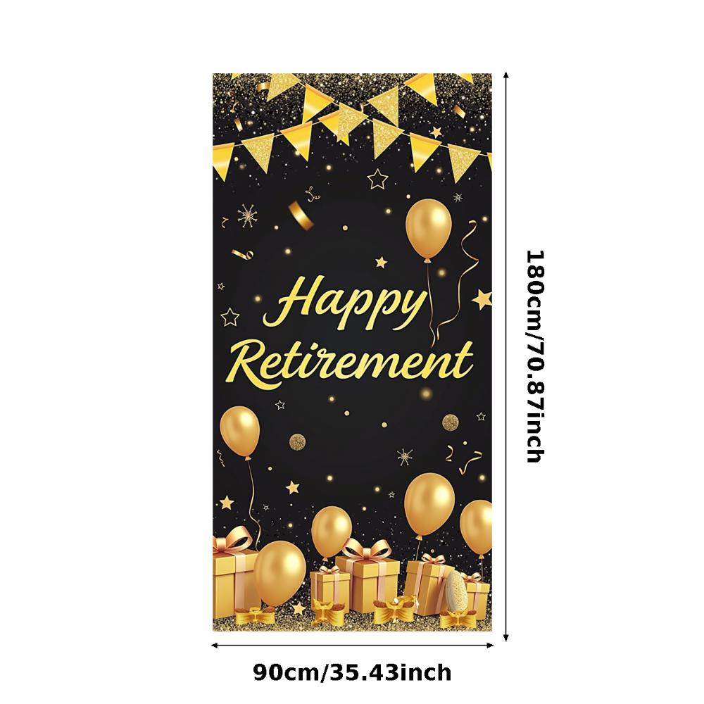Retirement Party Banner Gift Box Design Party Decoration Polyester Material Party Backdrop for Photo Shoot Indoor Celebration