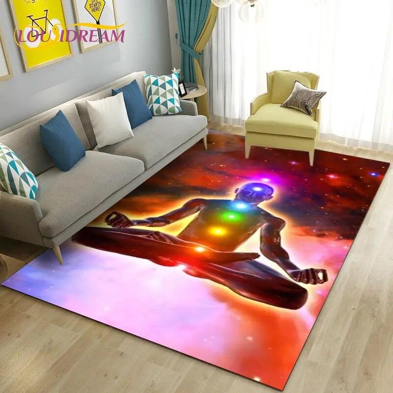 Радуга 7 Чакра Мандала Богемия Коврик, Коврик для гостиной Спальня Диван Коврик Украшение, Нескользящий коврик для йоги