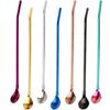 Spoon Straws 7pcs Heilwiy Reusable Cocktail Spoon Metal Stirrers 2 In 1 Metal Spoon