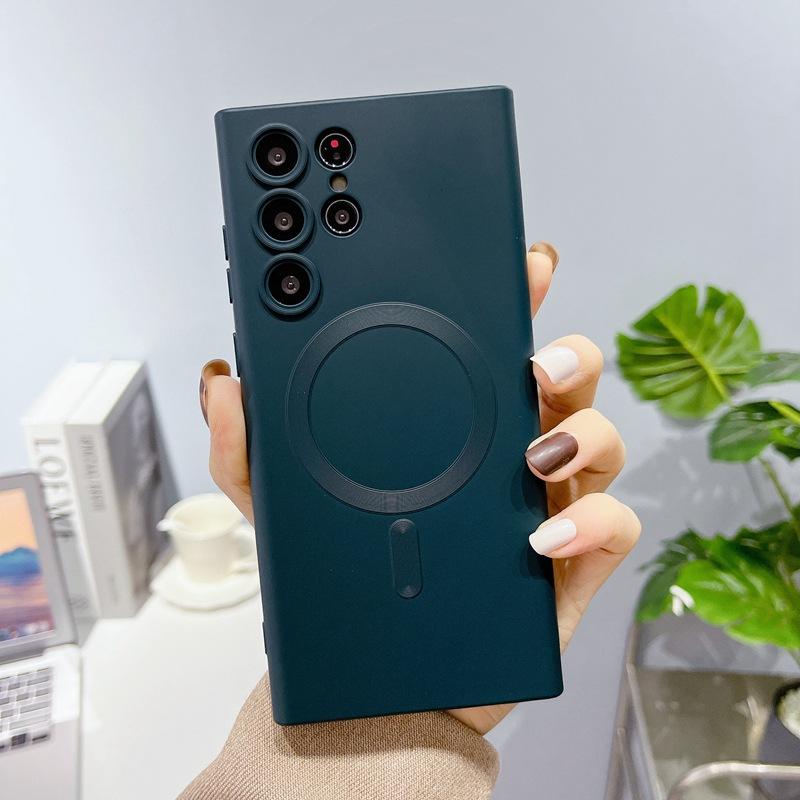 Подходит для чехла для телефона Samsung S25u, Полностью закрытый магнитный чехол S24 из матового силикона Note20, Ударопрочный A56