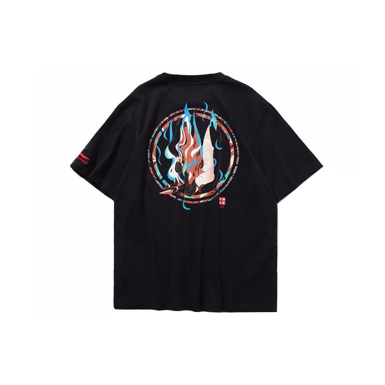 Футболки Li Ning Унисекс Черные С Круглым Вырезом Умеренный Прямой Крой AHSQ069-2