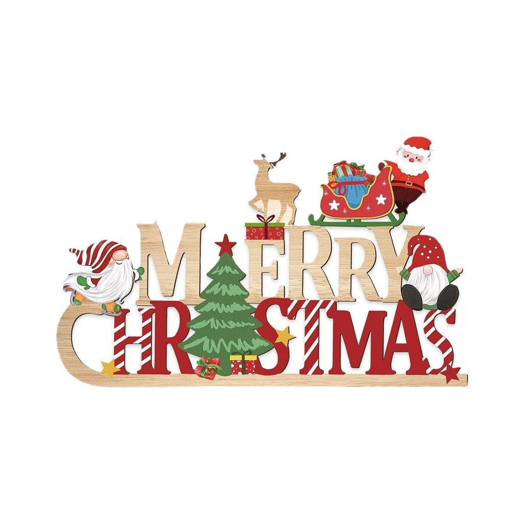 Arquiel Christmas Wooden Wall Art Decor Plaid Chirstmas Santa Wood Wall Hangings Rustic Wooden Plaque Living Room Bedroom Porch Door Decor