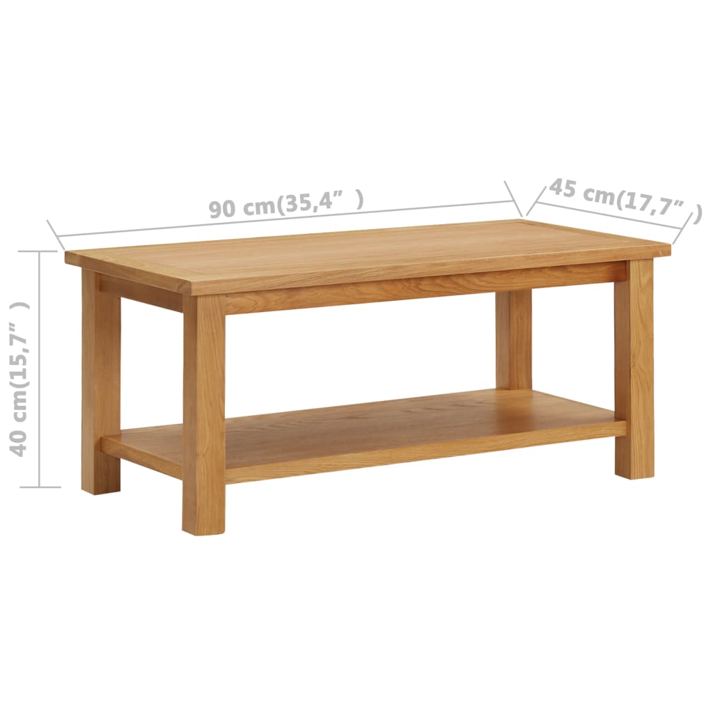 Coffee Table 90 x 45 x 40 cm Solid Oak Wood