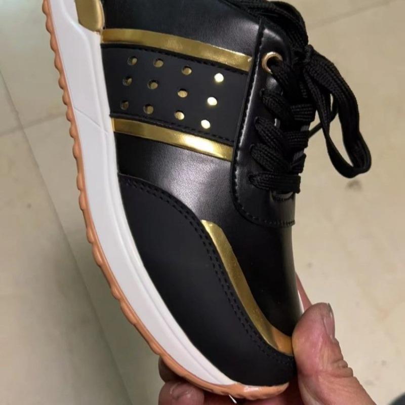 Fashion Lightweight Women Leather Patchwork Casual Sneakers Lace-up Breathable Platform Walking Shoe Outdoor Running Trainers Size 36-43