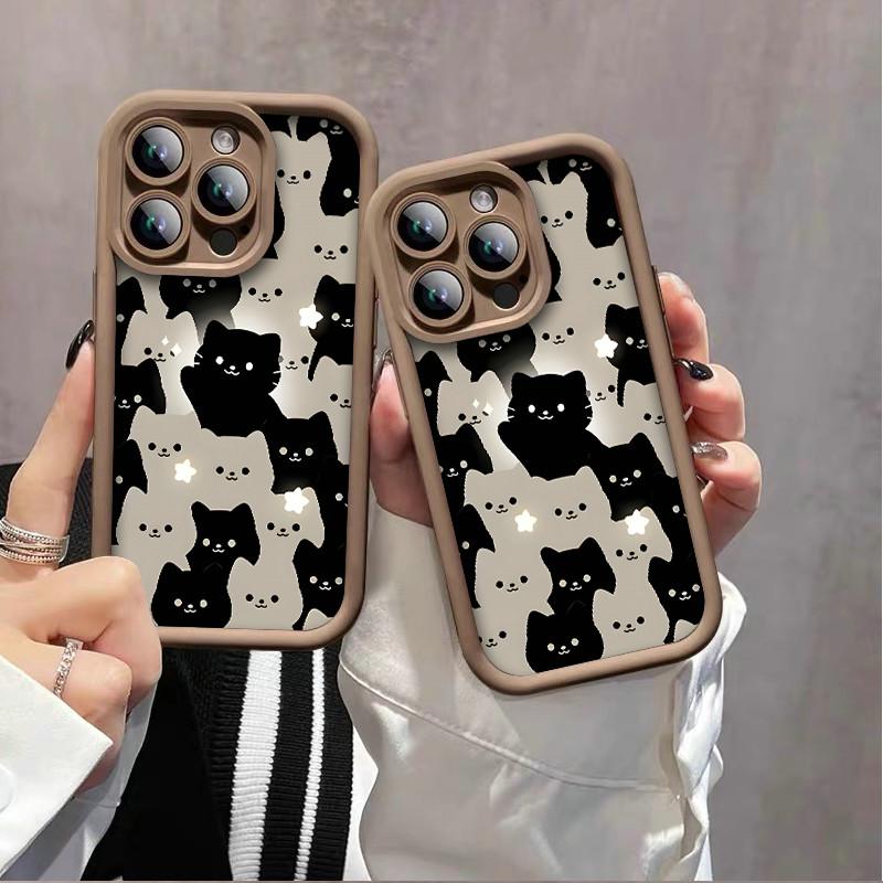 Милый мультяшный кот напечатанный модный чехол гибкий мягкий силиконовый чехол TPU полная задняя крышка для iPhone Samsung
