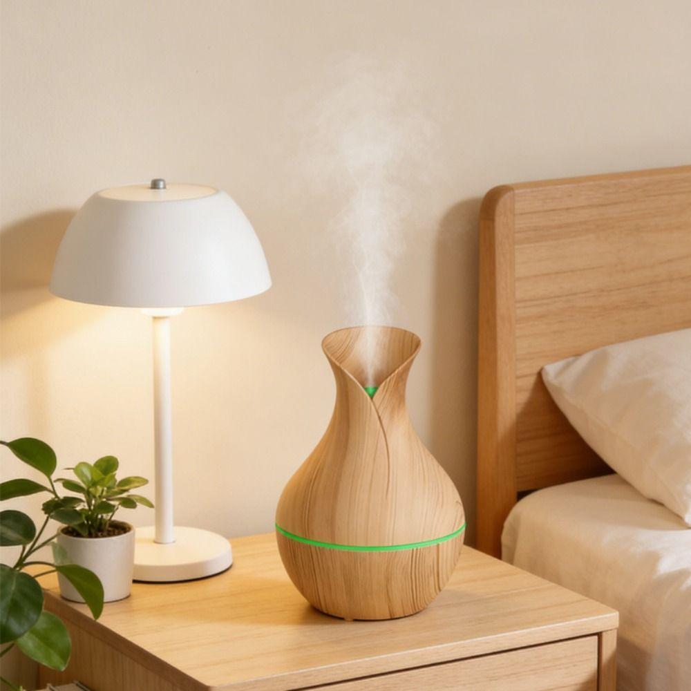 Wood Grain Air Humidifier Ultrasonic Mini Mist Maker Personal Mist Air Purifier Dorm Room Use
