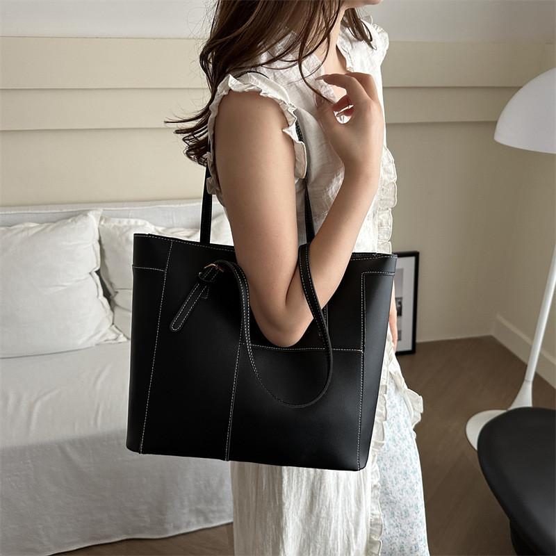 Chic Pu Leather Tote Bag Fashionable Casual Shoulder Handbag For Daily Use