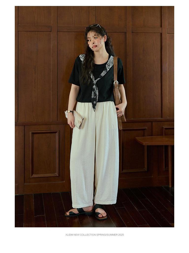 Xiao Li Plus Size Women's Milk Skin Balloon Pants: Easy-Care, Wrinkle-Resistant, Hip-Slimming Casual Summer Pants.