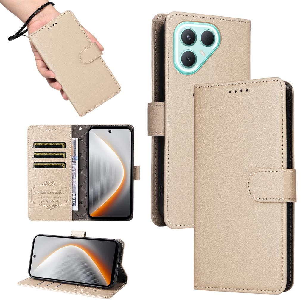 For TECNO Pova 7 Pro 5G Case RFID Blocking 3 Card Slots PU Leather Phone Cover with Wrist Strap