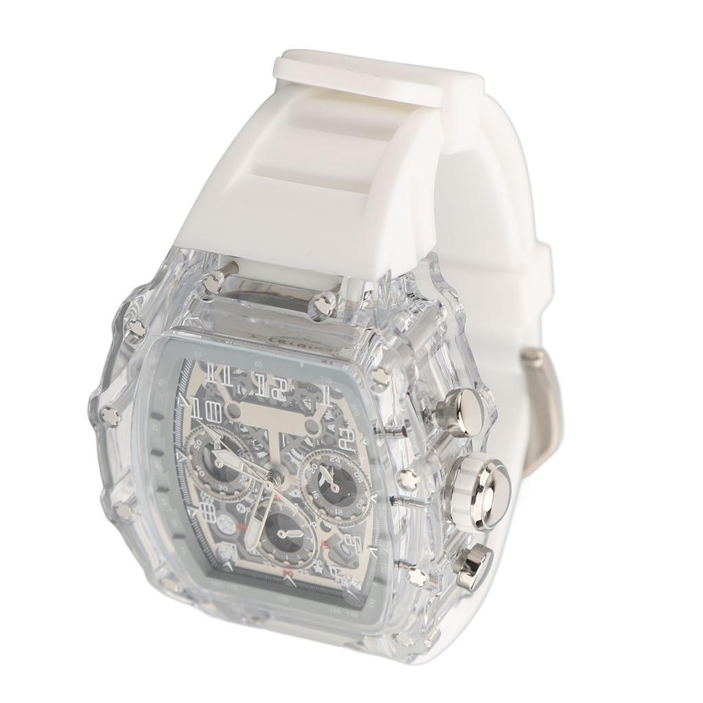 Прозрачный корпус Бизнес-часы Водонепроницаемые 50 м Люминесцентные Повседневные Стильные Большой циферблат Силиконовый ремешок