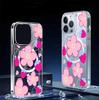 Прозрачный магнитный чехол с розовым цветком-сердечком для iPhone 15/16/17 Pro Max - Защита по всей поверхности