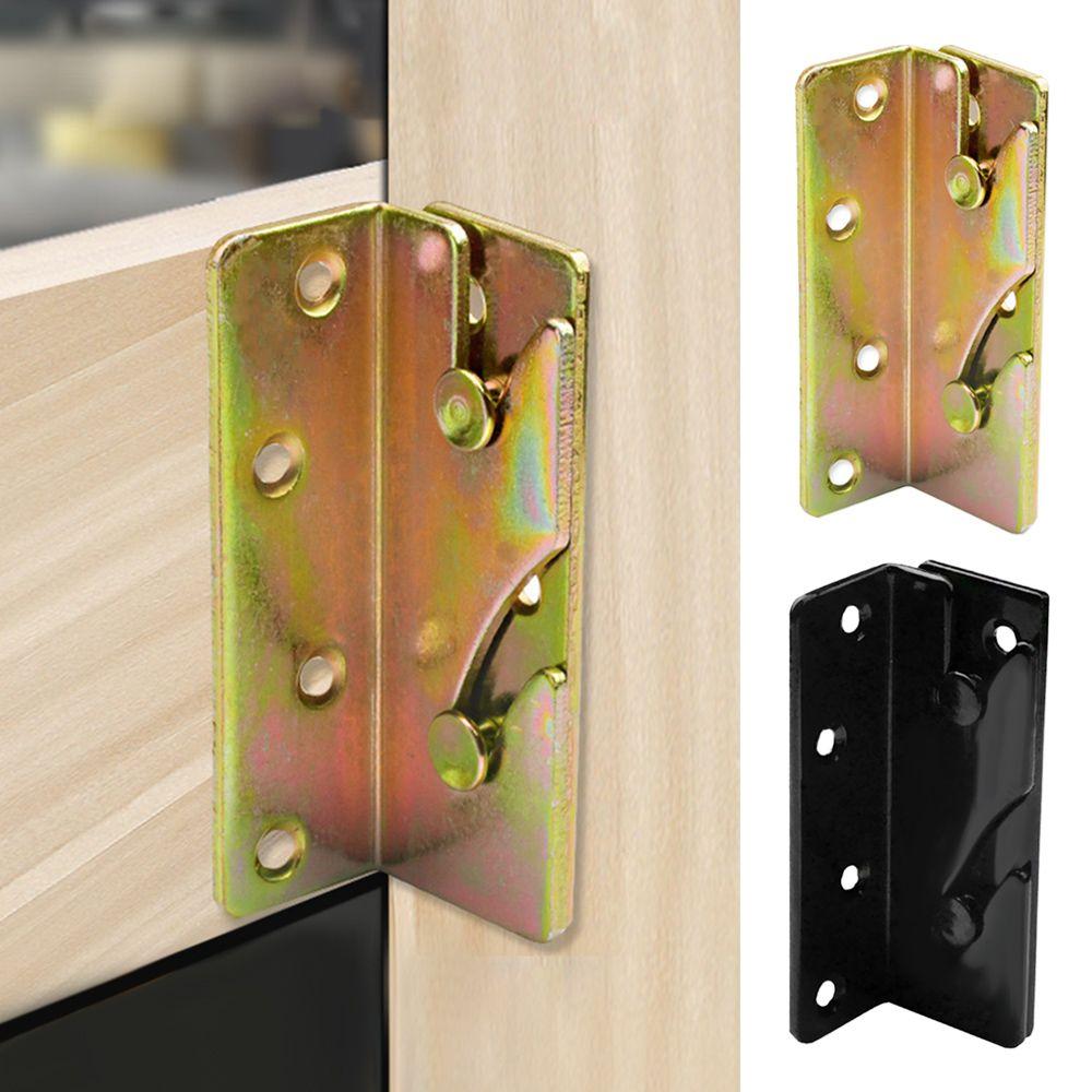 4 шт. Угловые соединители для мебели, фиксированные крюки для кроватных царг, крепежные элементы, кроватные петли, защелкивающиеся соединители