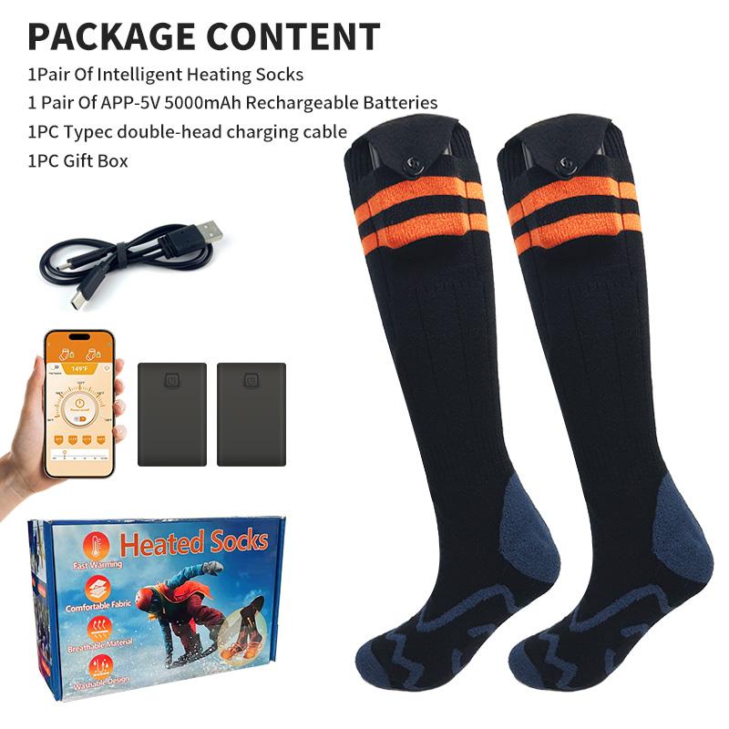 Men's and Women's Heated Socks with App Control, 5000mAh*2 Rechargeable Electric Heated Socks Washable for Hunting Skiing