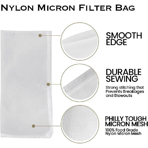 Gutenberg's tough 2x4 inch nylon micron bags 10-100 Packs | nylon tea filter bags | All Micron Sizes (10-Pack, 90)