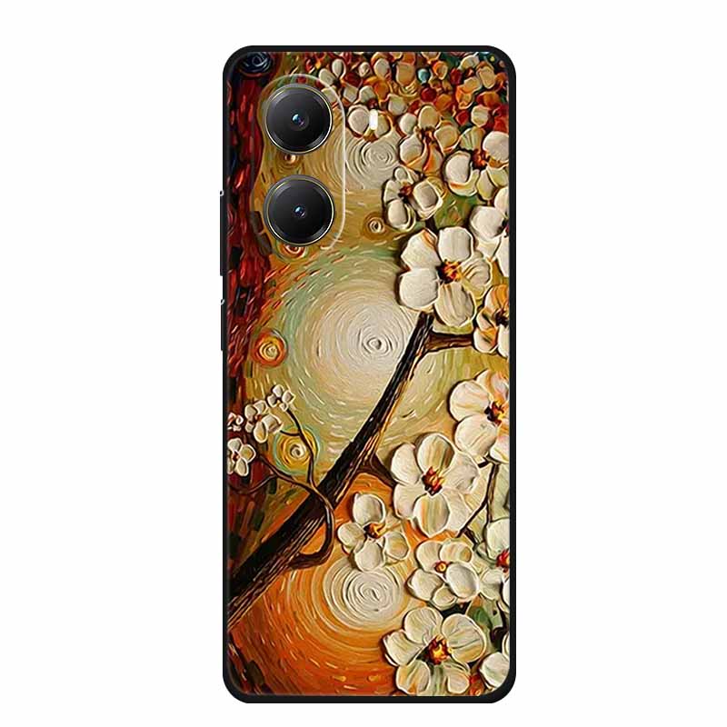 Чехол для Xiaomi POCO X7 Pro X7Pro 3D Рельефный Цветочный Черный Силиконовый Мягкий Задний Чехол-Крышка Для Redmi Turbo 4 Чехол Turbo4 Сумка