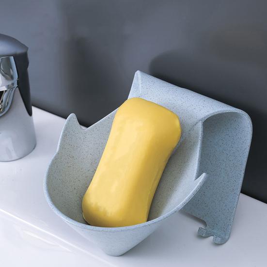 Soap Dish Wall Mounted Water Draining Quick Dry Water-free Soap Sponge Holder for Home