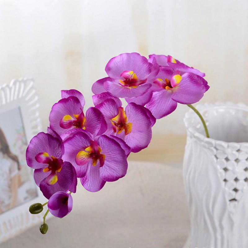 DIY Artificial Butterfly Orchid Silk Flower Orchid Artificial Flowers Bouquet Phalaenopsis Home Decoration 1 Piece