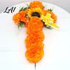 Festive Flower Centerpiece 2Pcs Dia De Los Muertos Artificial Flower Marigold Cross Wall Decor for Day Orange Wreath of The Dead Halloween