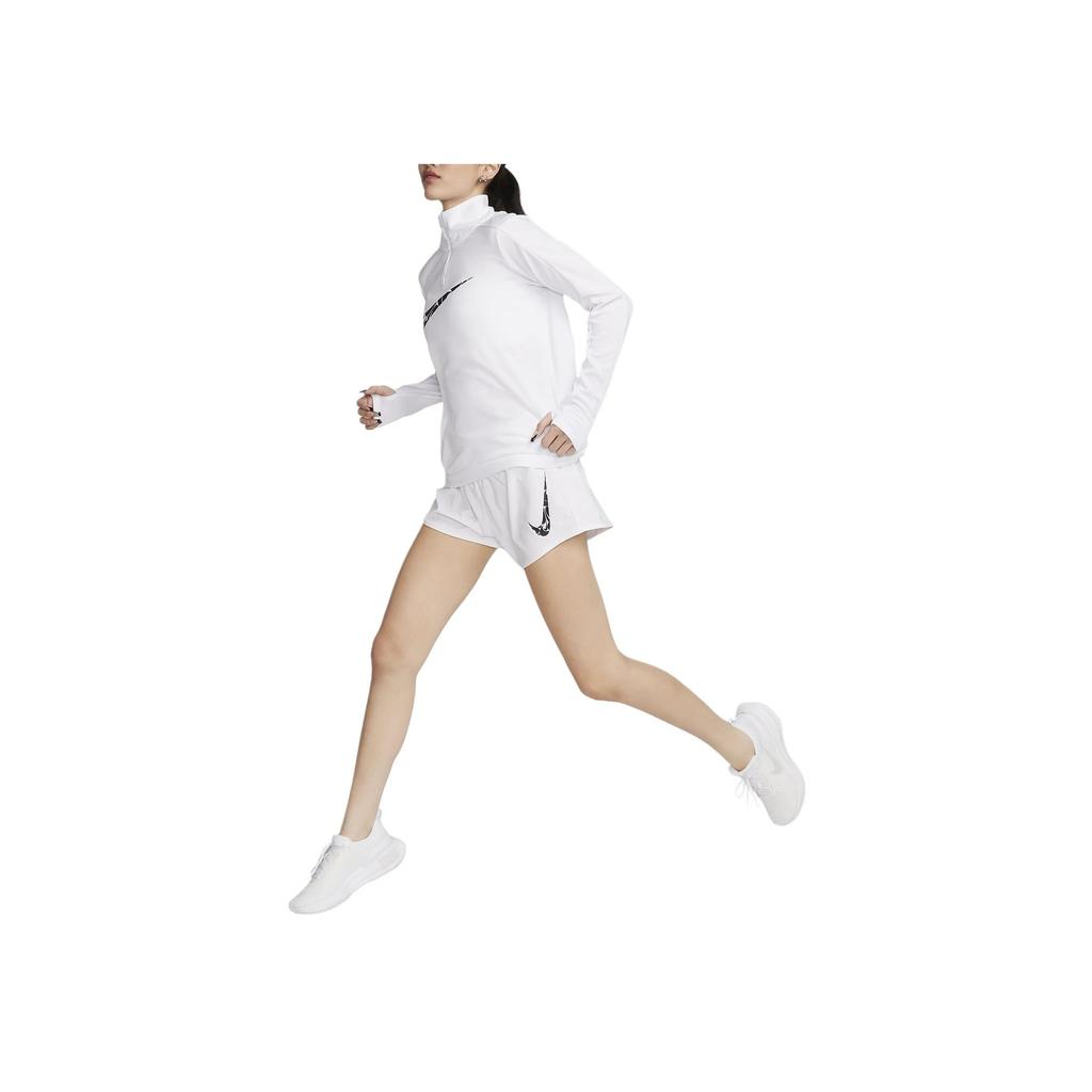 Nike Футболка с длинным рукавом и логотипом Swoosh, повседневная, с влагоотводящей подкладкой, с застежкой-молнией на половину длины, женская, белая FN2637-100