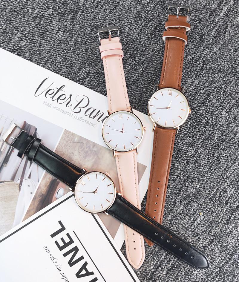 Модные простые женские часы женские повседневные кожаные женские часы