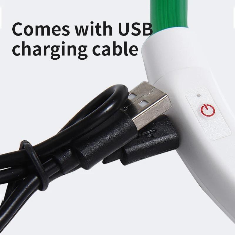 Светодиодный оптоволоконный ошейник с USB-подзарядкой для питомцев Светящийся противоутерянный аксессуар для собак Уличный светящийся ошейник