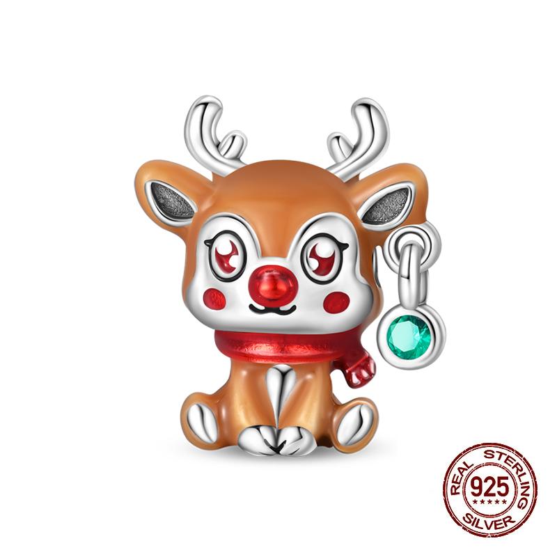 Зимние Шармы Медь Лось Медведь Санта Клаус Шармы Бусины Подходят для Оригинальных Браслетов Для Женщин Сделай Сам Праздничные Ювелирные Изделия Подарки