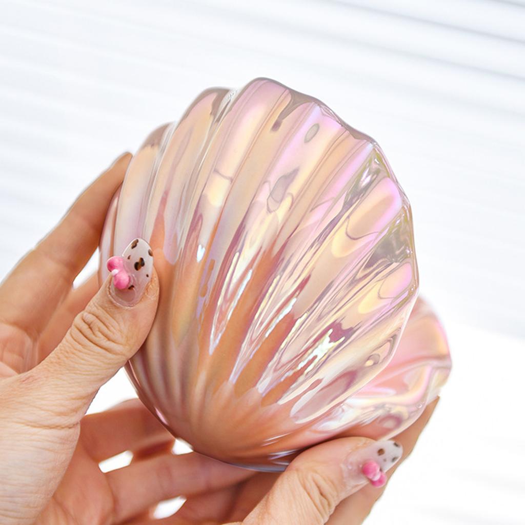 Delicate Ceramic Seashell Jewelry Tray Decorative Ring Holder Organizer For Bathroom Bedroom Dresser Home Decor