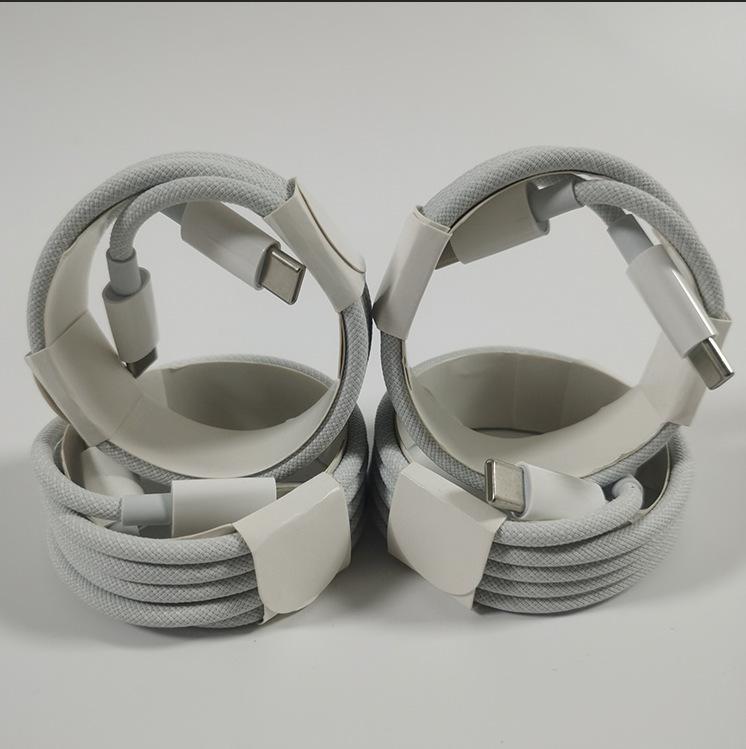 Type-C Double Head 100W Fast Charging Data Cable for iPhone 15 Braided Jacket 4.0 Wire Conductor