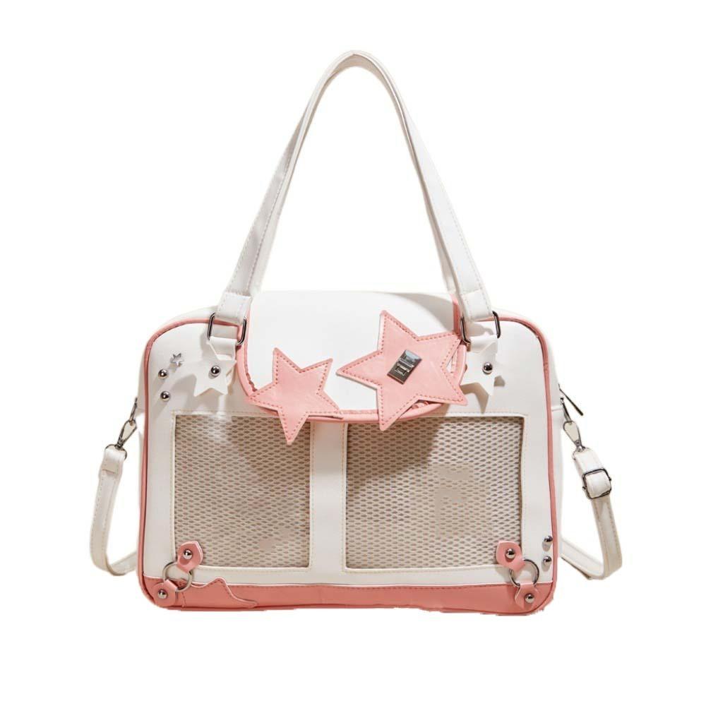 PU Leather Goth Transparent Pocket PVC Y2K Anime Display Bag Shoulder Ita Bag Daily