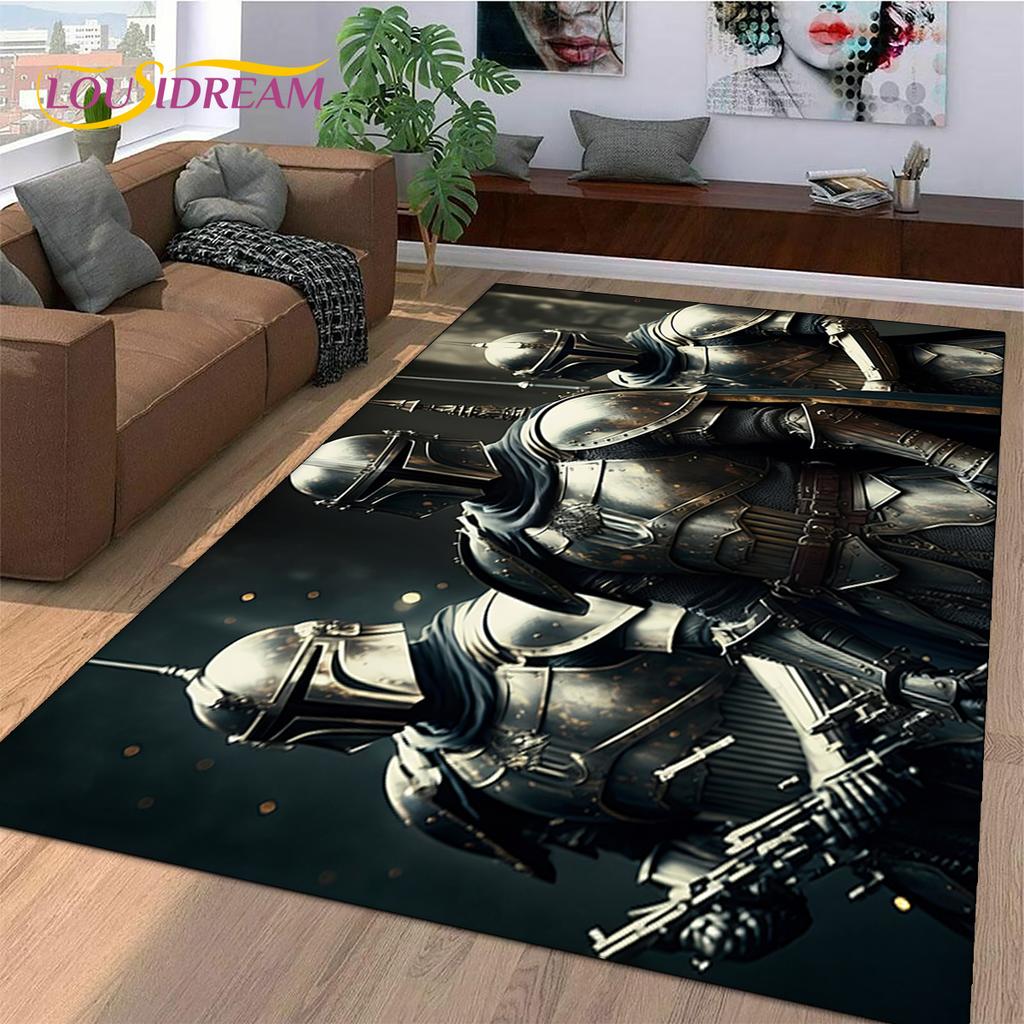 Knight Templar Cavalier Crusaders Cartoon Rug Carpet for Living Room Bedroom Decor,Non-slip Decoration for Sofa Doormat Gift Kid