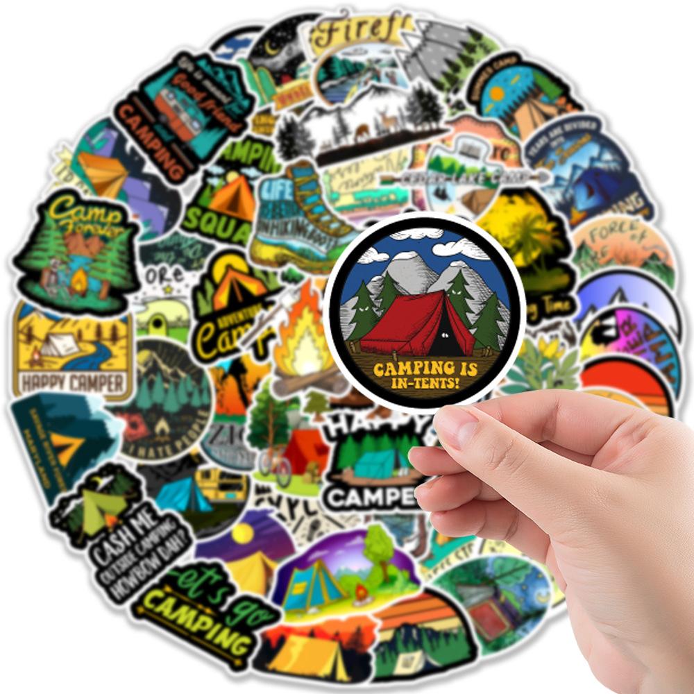 50 Outdoor Scenery Camping 1-Tutorial Notebook Water Cup Doodle Decorative Stickers