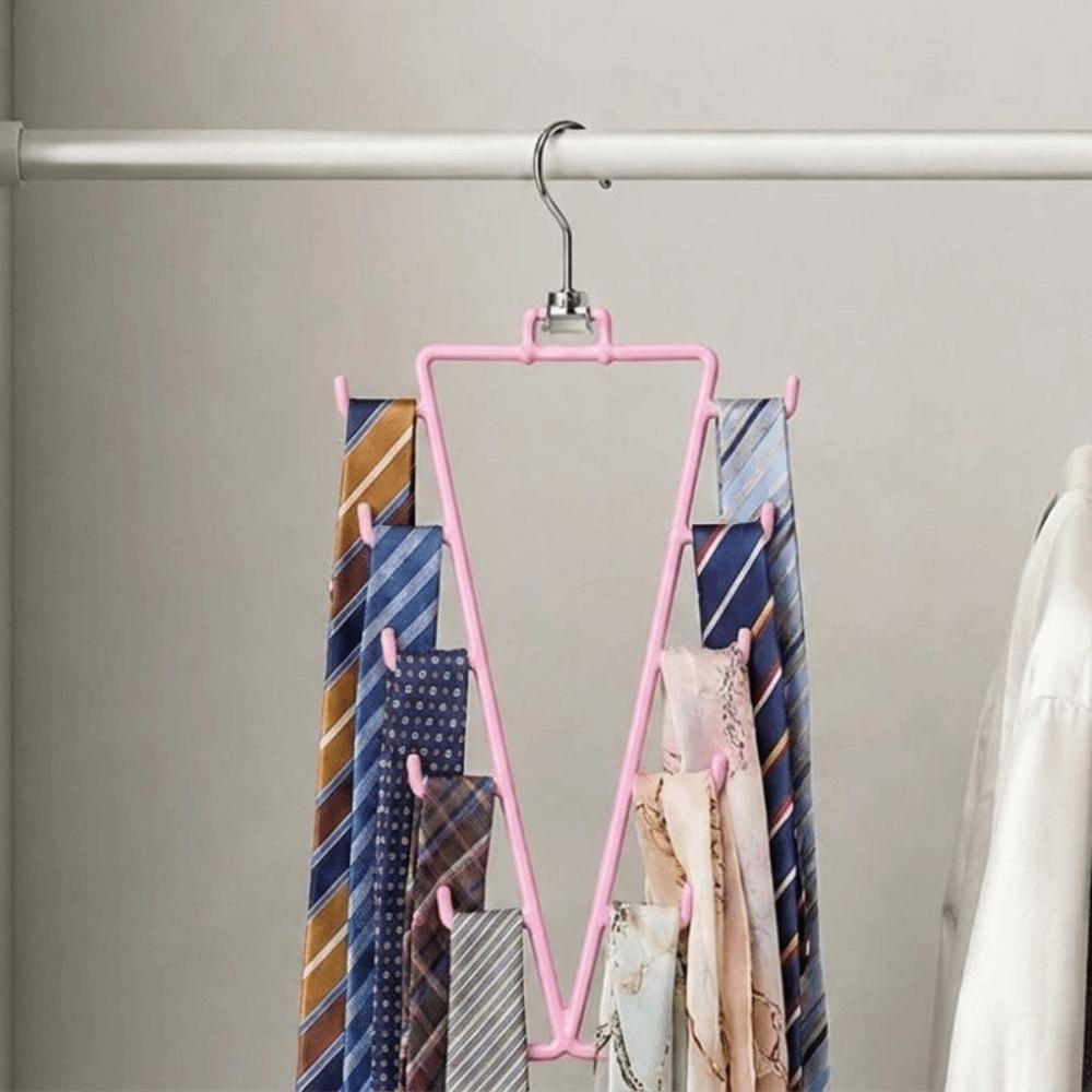 2Pcs 12 Hooks Metal V Shaped Hanger Rotatable Laundry Hanger Hat Storage Rack Scarf Hanging