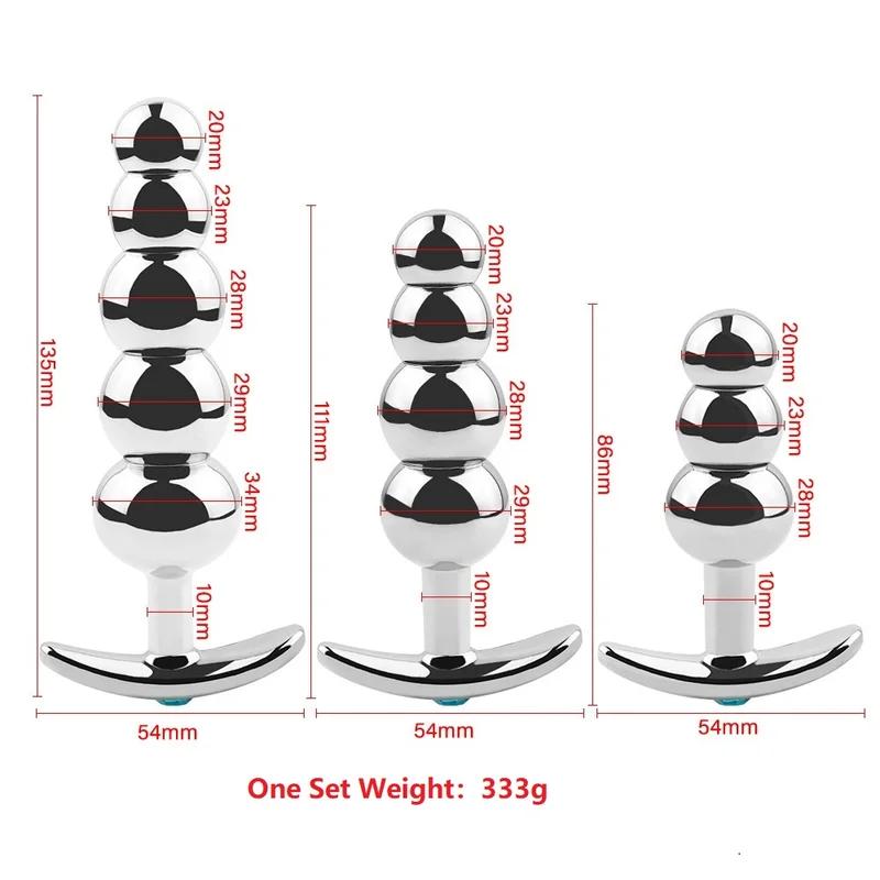 Металлические анальные бусины, набор анальных пробок, носимый на открытом воздухе, маленькая и большая анальная пробка, вставка для фаллоимитатора для точки G, вагина, анус, секс-игрушка