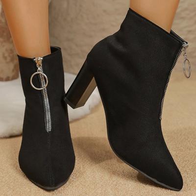 Модные ботильоны в британском стиле на молнии, женские, осень-зима 2025, удобные черные ботинки из искусственной замши с острым носком, Botas Mujer