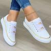 Platform Shoes for Women Round Head Lace-Up Flats Sneakers Fashion Leather Casual Ladies Vulcanized Shoes Plus Size