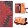 Shockproof Case - Booling - for Samsung Galaxy A32 5G - Red PU Leather - Card Slots - Adjustable Stand