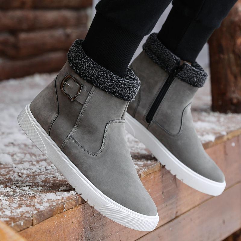 Fashion High-top Snow Boots Men's Winter Plus Velvet Thick Warm Non-slip Cotton Shoes Male Students Fashion Casual Platform Short Boots