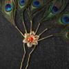 Gem Headwear Ethnic Dance Hair Stick Hairstyle Design Tool Peacock Feather Hairpin Hair Accessories