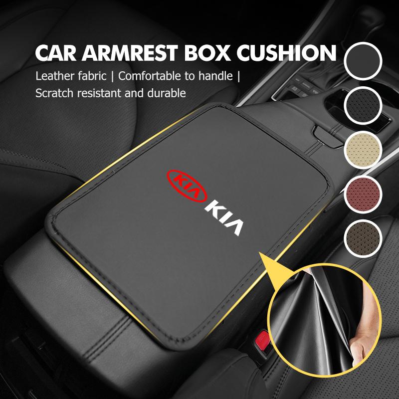 GNQE7 Car Armrest Box Pad Leather/Ice silk Cushion Protector Elbow Support Accessories For KIA Sportage Rio Ceed Niro Soul Stonic