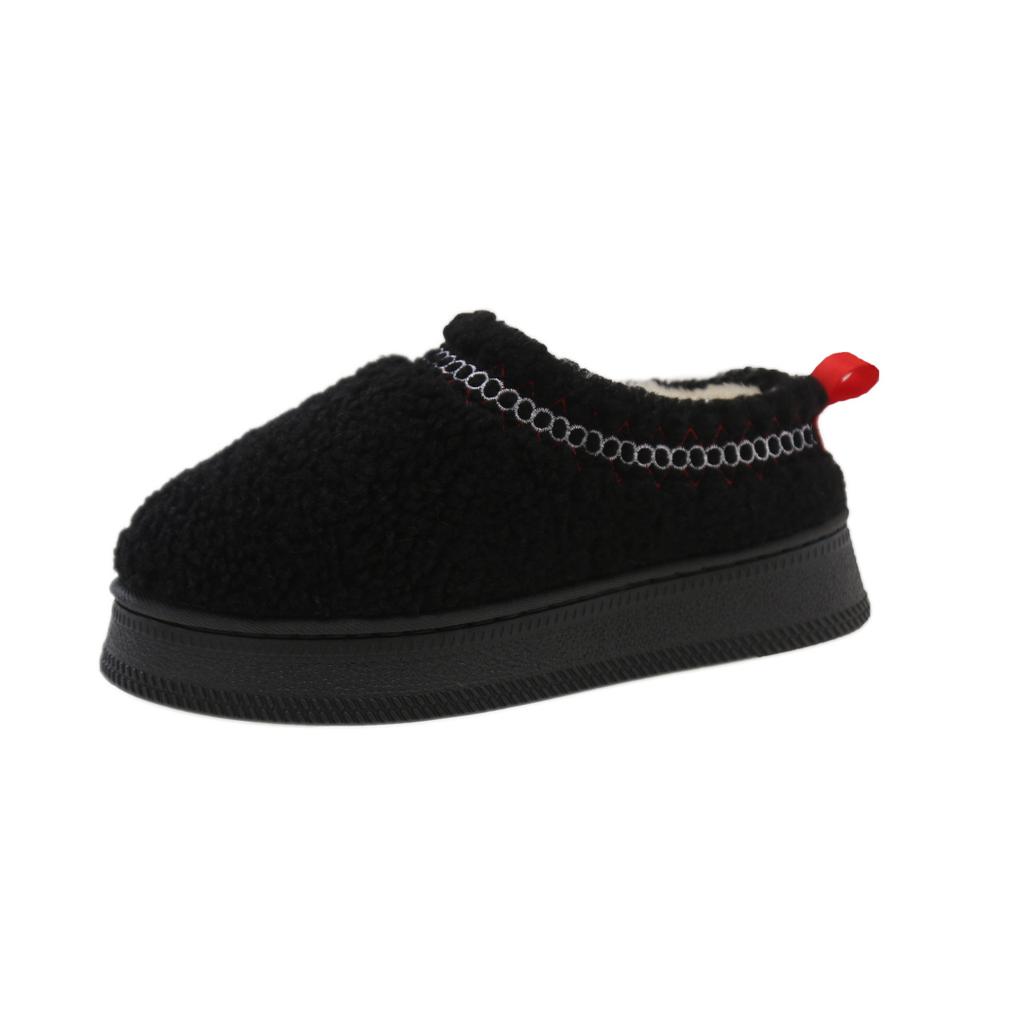 Большие размеры, зимние тапочки из овечьей шерсти на толстой подошве, женские, осень-зима 2025 года, новая верхняя одежда из бархата и хлопка, термообувь