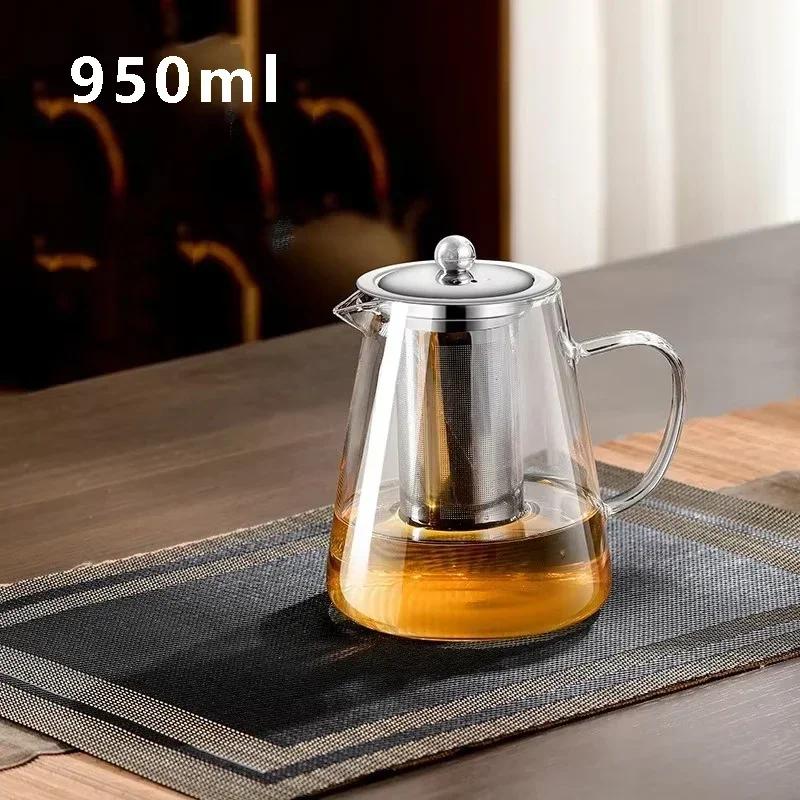 Heat Resistant Glass Teapot for Induction Cooker Tea Kettle With Stainless Steel Strainer Infuser Kung Fu Teawear Glass Teapot