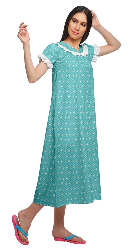 Moomaya Женская ночная рубашка с V-образным вырезом для кормления, хлопковая ночная рубашка А-силуэта с принтом