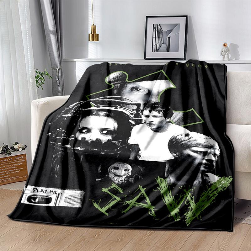 Saw Movie Flannel Blanket Soft All-Season Throw, Design for Camping, Car Travel, Hiking Sofa, Bed, Office Perfect Gift for Parties