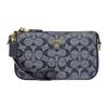New Nolita Jacquard Fabric Bonded Cow Split Leather Handbag Shoulder Bag Women's Denim Blue CH149-IMDEI