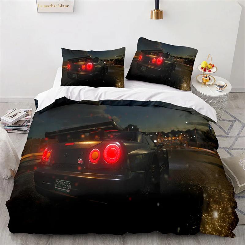 Sports Car King Queen Duvet Cover Cool Colorful Supercar Pattern Bedding Collection For Men Adult Race Car 23Pcs Polyester Quilt Cover