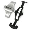 22mm 20mm stainless steel butterfly buckle folding clasp for Panerai silver black deployment button for rubber  watchband