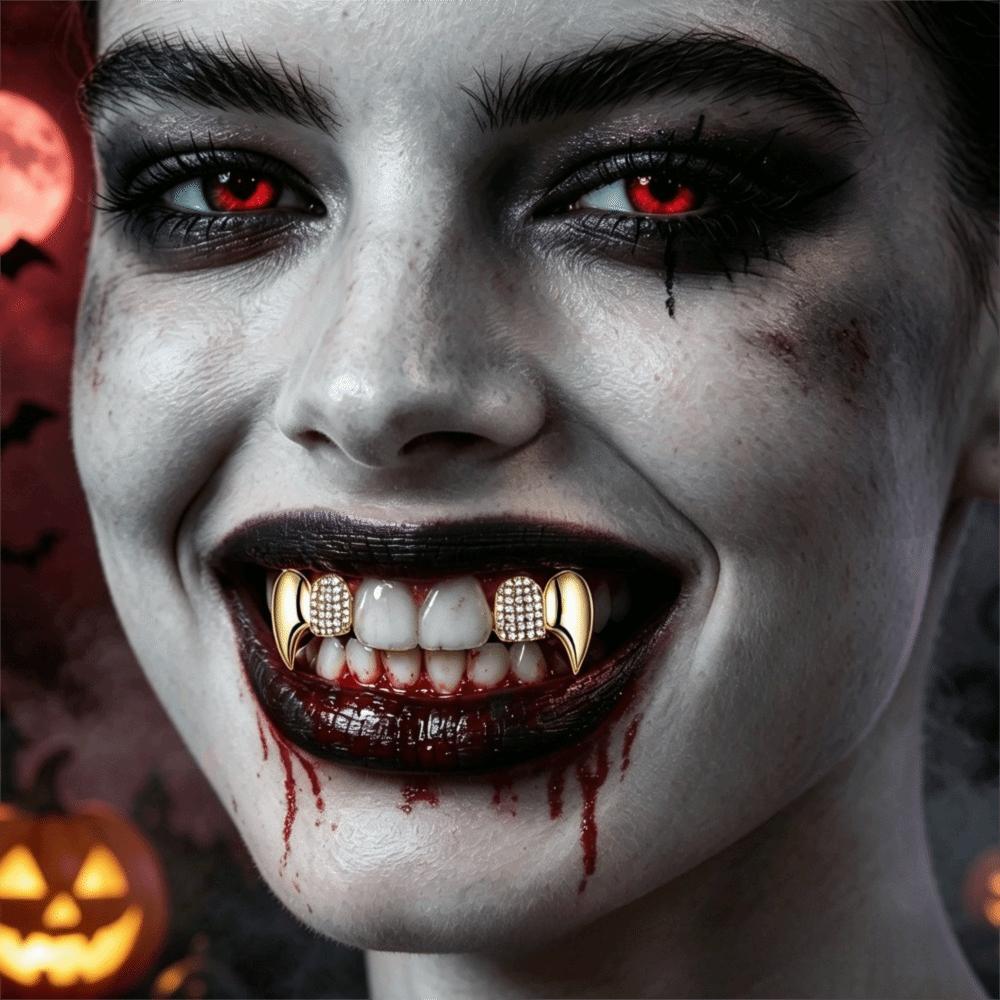 Copper Teeth Grillz Caps Anti Slip Teeth Jewelry Fashion Halloween Fashion Dental Set Cosplay