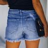 Женские джинсовые шорты с рваными краями и несколькими карманами, сплошной цвет, застежка-молния на пуговицах