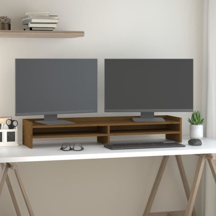 VidaXL Monitor Stand Honey Brown 100x24x16 Cm Solid Pine Wood 813992
