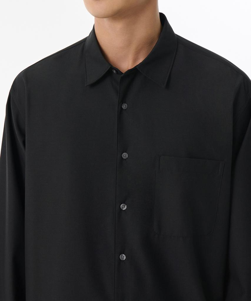 MUSINSA STANDARD Relaxed Wool-Like Shirt [Black]